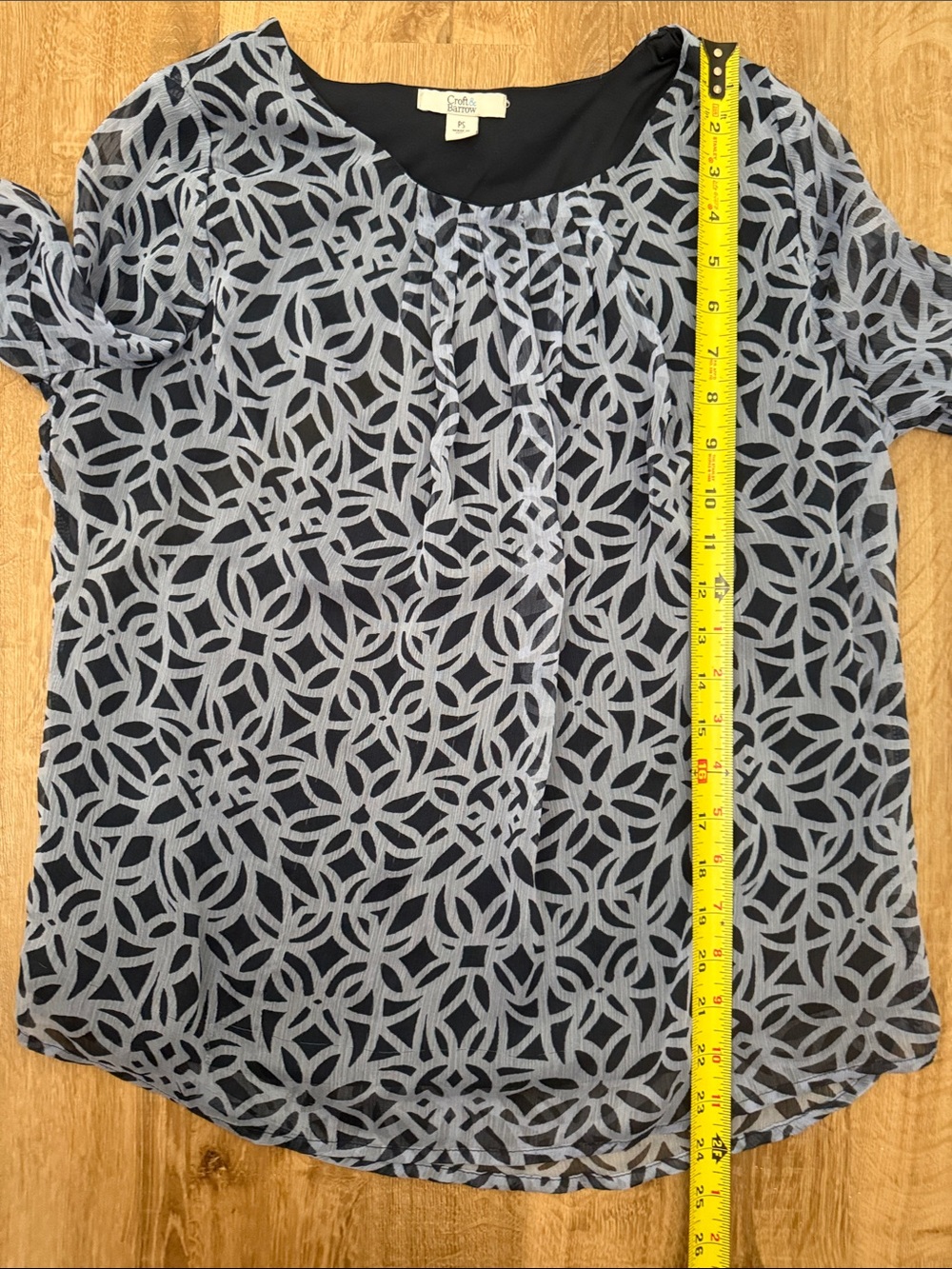 Croft & Barrow Women’s Navy Blue Patterned Chiffon Blouse - Picture 10 of 10